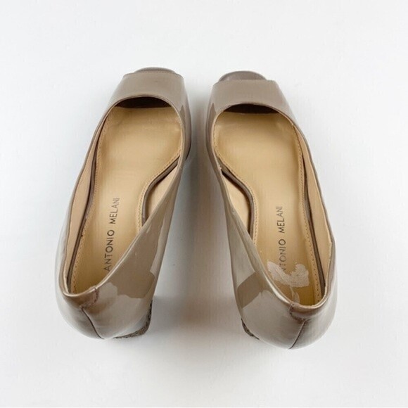 Antonio Melani Peep Toe Patent Leather Studded Block Heels Size 7.5 - Picture 4 of 12